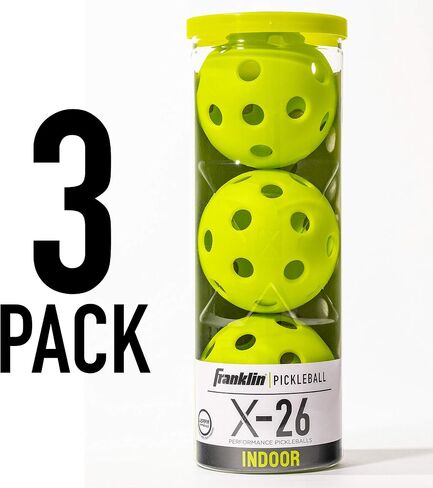 Franklin Sports X-26 Indoor Pickleballs - Indoor Court Pickleball Balls - 3 Pack, 12 Pack + Bulk 100 Pack of Pickleballs - USA Pickleball (USAPA) Approved Tournament Pickleballs - Multiple Colors in Saudi Arabia