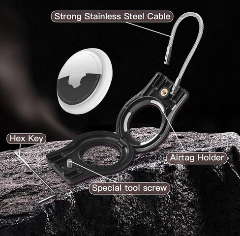 OLEBAND AirTag Keychain Holder,Air tag Lock Case with Wire Cable Compatible with Apple iTags, Ultra Durable Anti-Lost Protective Case with Keyring for Luggage,Key,Backpack,Pet,Black in Kuwait