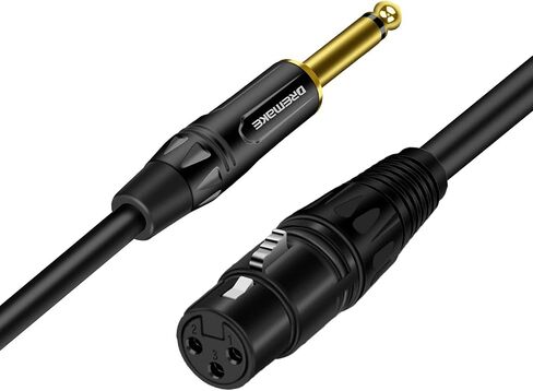 DREMAKE 20FT XLR to TS 6.35mm (1/4 Inch) Mic Cable, XLR 3Pin to Quarter Inch Audio Cord, Mono 6.35mm 1/4 Inch TS Male to XLR Female Unbalance Interconnect Cable for Microphone Console Guitar Mixer AMP in Saudi Arabia