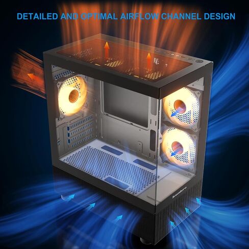 Sevenhero Micro ATX PC Case EMBL with 3 ARGB PWM Fans, Supports 240 RAD, Dual Tempered Glass Panels for Panoramic View, Dual Chamber Layout, Micro ATX Gaming Computer Case - Black in Saudi Arabia