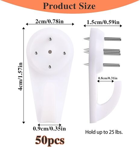 50 PCS Concrete Wall Hooks for Hanging Pictures Without Drilling, No Damage Picture Hangers for Concrete/ Cinder Block/ Brick/ Stucco/ Hard Walls, Brick Hangers No Drill Without Nails in Saudi Arabia