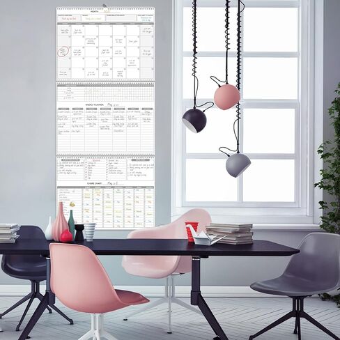 تقويم حائط كبير قابل للمسح الجاف من CLEVER CLEAN - 40 بوصة × 17.5 بوصة لوحة تقويم غير مؤرخة لمدة 3 أشهر - تقويم متعدد الوظائف قابل لإعادة الاستخدام للمنزل والمكتب والمدرسة - سبورة بيضاء متينة مغلفة - يتم شحنها بشكل مسطح in Kuwait