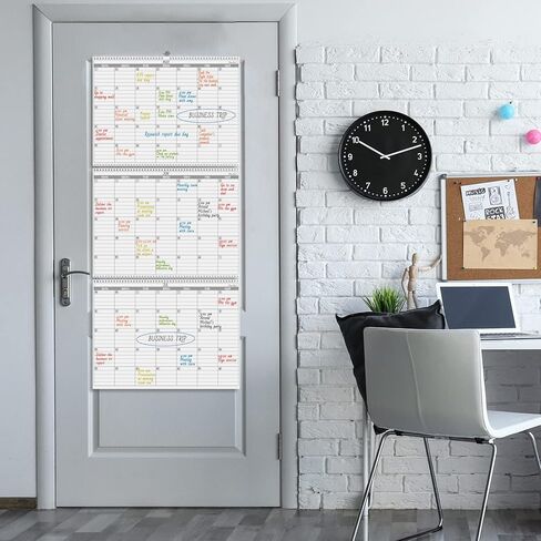 تقويم حائط كبير قابل للمسح الجاف من CLEVER CLEAN - 40 بوصة × 17.5 بوصة لوحة تقويم غير مؤرخة لمدة 3 أشهر - تقويم متعدد الوظائف قابل لإعادة الاستخدام للمنزل والمكتب والمدرسة - سبورة بيضاء متينة مغلفة - يتم شحنها بشكل مسطح in Kuwait