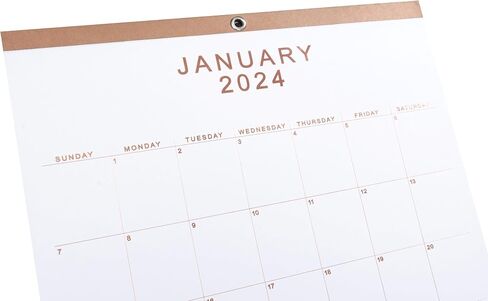 2024 Wall Calendar - 12" x 15" Rose Gold Foil Lettering Monthly Planning Hanging Peel Off Large Print Wall/Desk Calendar on Multi-Color Paper - January 2024 to December 2024 in Saudi Arabia