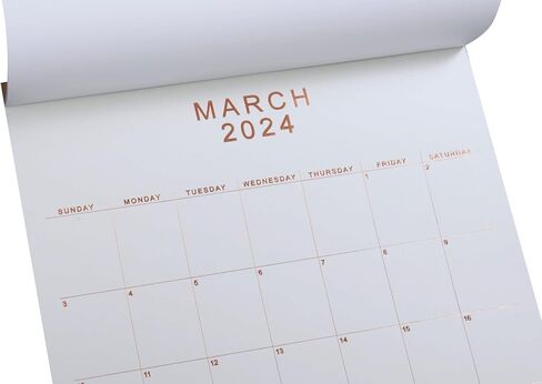 2024 Wall Calendar - 12" x 15" Rose Gold Foil Lettering Monthly Planning Hanging Peel Off Large Print Wall/Desk Calendar on Multi-Color Paper - January 2024 to December 2024 in Saudi Arabia