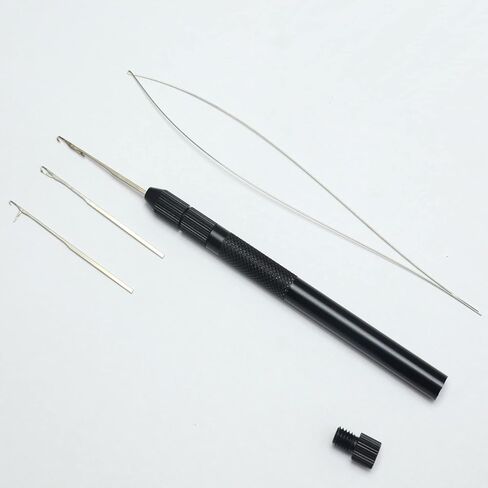 Jozlynn Hair Extension Loop Needle Kit Includes 3 Knitting Hook Needles and 1 Pulling Needle Loop Threader and 1 Holder Dreadlocks Crochet Hooks for Hair (Black) in Saudi Arabia