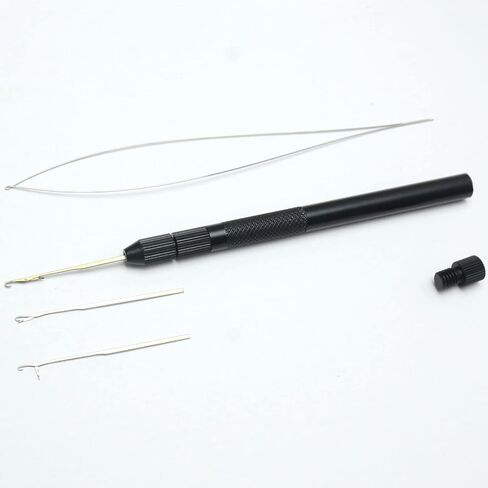 Jozlynn Hair Extension Loop Needle Kit Includes 3 Knitting Hook Needles and 1 Pulling Needle Loop Threader and 1 Holder Dreadlocks Crochet Hooks for Hair (Black) in Saudi Arabia