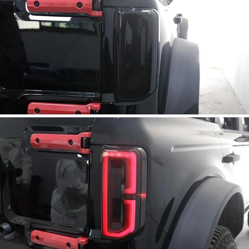 غطاء حماية لمصباح الإضاءة الخلفية من NITOYO مناسب لسيارة Ford Bronco 2/4 Door 2024 2023 2022، غطاء خلفي لحواف إطار الديكور والإكسسوارات الخارجية، أسود دخاني، قطعتان in Kuwait