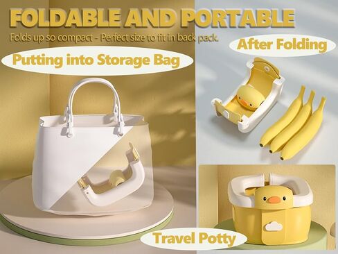 مقعد المرحاض للتدريب على استخدام المرحاض للأطفال الصغار والأولاد والبنات مع حقيبة تخزين وحقائب للاستعمال مرة واحدة | غطاء كرسي أطفال محمول قابل للطي مع واقي من الرذاذ للسفر (أصفر) in Kuwait