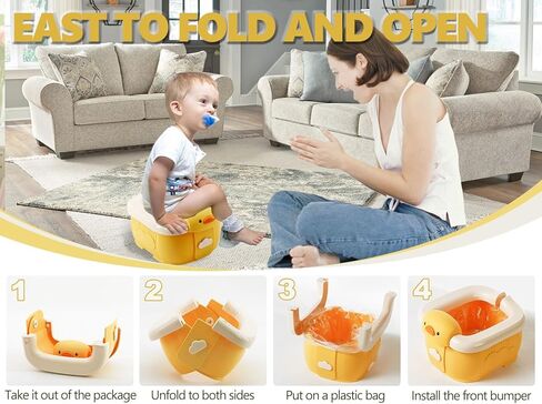 مقعد المرحاض للتدريب على استخدام المرحاض للأطفال الصغار والأولاد والبنات مع حقيبة تخزين وحقائب للاستعمال مرة واحدة | غطاء كرسي أطفال محمول قابل للطي مع واقي من الرذاذ للسفر (أصفر) in Kuwait