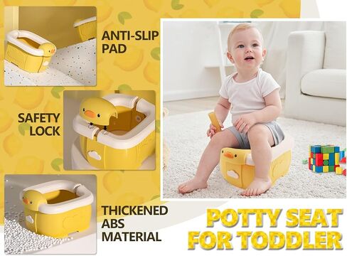 مقعد المرحاض للتدريب على استخدام المرحاض للأطفال الصغار والأولاد والبنات مع حقيبة تخزين وحقائب للاستعمال مرة واحدة | غطاء كرسي أطفال محمول قابل للطي مع واقي من الرذاذ للسفر (أصفر) in Kuwait