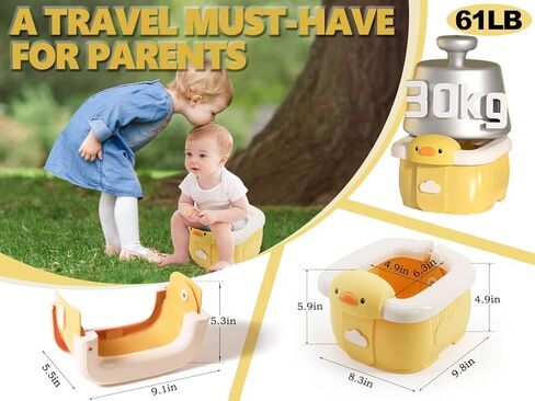 مقعد المرحاض للتدريب على استخدام المرحاض للأطفال الصغار والأولاد والبنات مع حقيبة تخزين وحقائب للاستعمال مرة واحدة | غطاء كرسي أطفال محمول قابل للطي مع واقي من الرذاذ للسفر (أصفر) in Kuwait