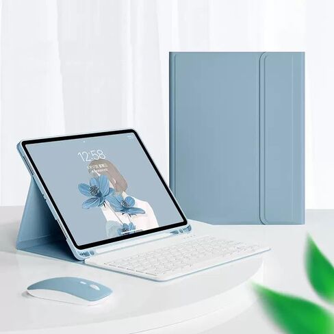kaidisen Backlit Keyboard for Galaxy Tab A8 10.5 inch Tablet Model SM-X200/X205/X207 Keyboard Case with Mouse, Detachable Backlight Color Keyboard Case,Mist Blue+White in Saudi Arabia