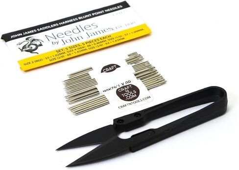 John James Saddlers Harness Needles Blunt Tip for Leather Sewing (Pack of 25) + Clippers - Size (5x5) + Clippers in Saudi Arabia
