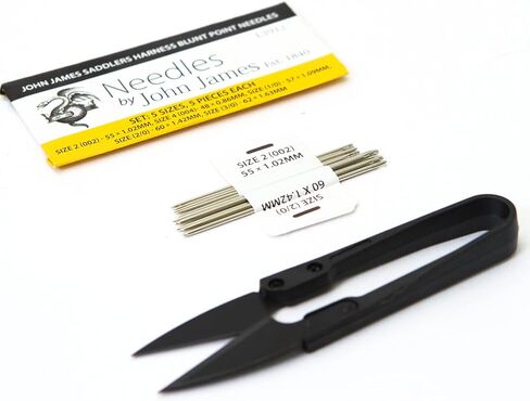John James Saddlers Harness Needles Blunt Tip for Leather Sewing (Pack of 25) + Clippers - Size (5x5) + Clippers in Saudi Arabia