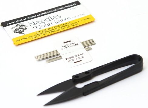 John James Saddlers Harness Needles Blunt Tip for Leather Sewing (Pack of 25) + Clippers - Size (5x5) + Clippers in Saudi Arabia