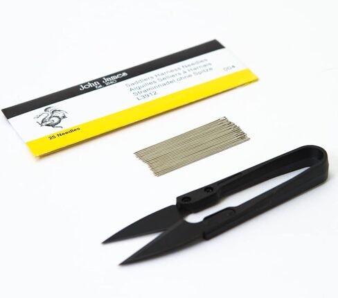 John James Saddlers Harness Needles Blunt Tip for Leather Sewing (Pack of 25) + Clippers - Size (5x5) + Clippers in Saudi Arabia