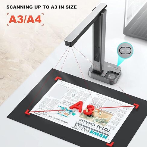 ماسح ضوئي للكتب والمستندات V320pro بدقة 16 ميجابكسل، تقنية التسطيح التلقائي والمكتبي من الجيل الثاني، التقاط A3، A4، التعرف الضوئي على الحروف متعدد اللغات، تحويل إلى PDF/Word/Txt/Excel على Windows وPDF على نظام Mac in Kuwait