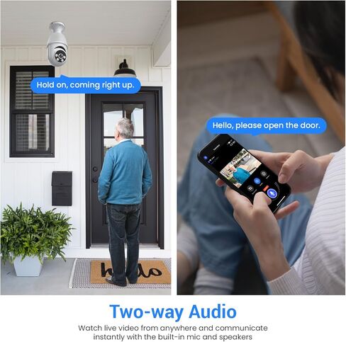 1080p Light Bulb Security Camera, 360° Panoramic Dome Cam, Live View, AI Human Detection, 2-Way Audio, Color Night Vision, Cloud Storage, Spotlights, Indoor Outdoor Surveillance in Kuwait