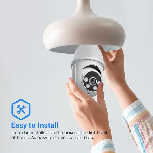1080p Light Bulb Security Camera, 360° Panoramic Dome Cam, Live View, AI Human Detection, 2-Way Audio, Color Night Vision, Cloud Storage, Spotlights, Indoor Outdoor Surveillance in Kuwait