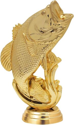 Crown Awards 6" Large Bass Fish Trophy, Gold Fishing Trophies with Customized Text Prime in Saudi Arabia