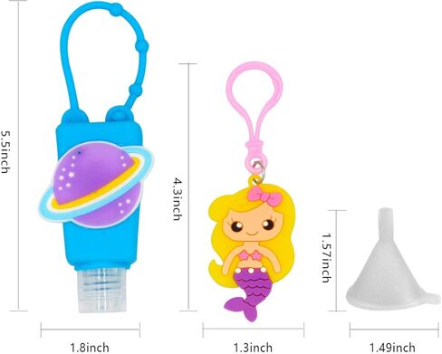 6 قطع من سلاسل المفاتيح 6 زجاجات معقم يدوية فارغة للسفر وحامل سلسلة مفاتيح صغيرة الحجم للأطفال 30 مل/1 أونصة هدية للأولاد والبنات in Kuwait