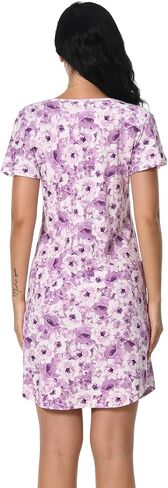 3 Pack Women's Nightgown Short Sleeve Sleepshirts V Neck Print Nightshirts for Women Sleepwear in Saudi Arabia