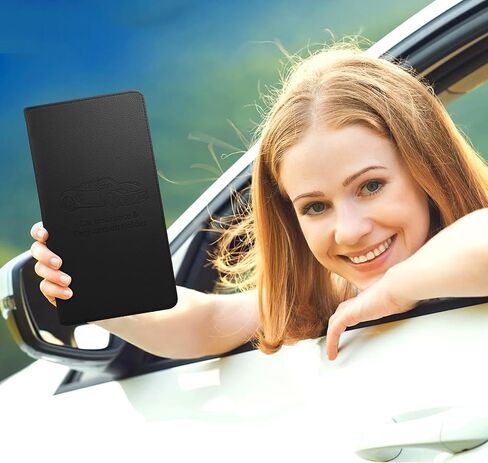 JKSML Car Registration and Insurance Card Holder, 6 Pocket Glove Box Organizer, Traceless Magnetic Closure Vehicle Glovebox Document Holder, Car Paperwork Organizers, Driver License Wallet, Black in Saudi Arabia