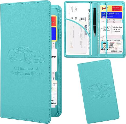 JKSML Car Registration and Insurance Card Holder, 6 Pocket Glove Box Organizer, Traceless Magnetic Closure Vehicle Glovebox Document Holder, Car Paperwork Organizers, Driver License Wallet, Black in Saudi Arabia