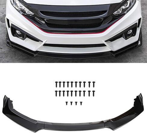 ECCPP 3 قطع مصد الشفاه الأمامي مناسب للتوافق مع 2016-2019 لسيارة Honda Civic Hatchback لامعة باللون الأسود لحماية الفاصل سبويلر in Saudi Arabia
