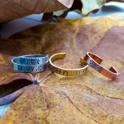 فراغات حلقة ملفوفة صغيرة من النحاس من ABBECIAO لختم المعادن والحرف اليدوية، مقاس الخاتم 8-10، 1/8 بوصة × 3 بوصة، عبوة من 12 قطعة in Kuwait