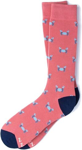 Men's Hipster Nautical Pink Crab Cotton Novelty Contemporary Crew Dress Socks in Saudi Arabia