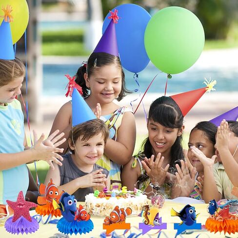 12 قطعة من لوازم حفلات البحث عن نيمو، قطع مركزية على شكل قرص العسل من نيمو ثلاثية الأبعاد مزدوجة الجانب للعثور على زخارف حفلات نيمو، ديكور سطح المكتب لحفلات أعياد ميلاد الأطفال in Kuwait