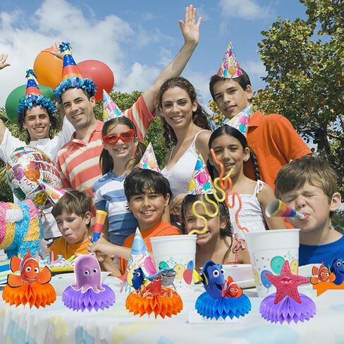 12 قطعة من لوازم حفلات البحث عن نيمو، قطع مركزية على شكل قرص العسل من نيمو ثلاثية الأبعاد مزدوجة الجانب للعثور على زخارف حفلات نيمو، ديكور سطح المكتب لحفلات أعياد ميلاد الأطفال in Kuwait