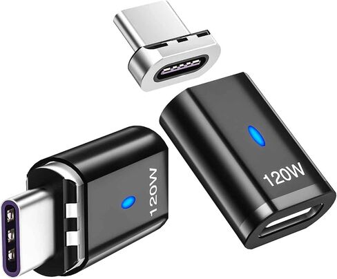 Magnetic USB C Adapter (2 Pack), 5Pins Type C Connector, Support USB PD 100W Quick Charge, 480Mbp/s Data Transfer, No Video Output, Compatible for MacBook Pro/Air and Mostly USBC Devices in Saudi Arabia