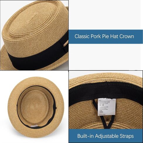 النساء الرجال الصيف القش جديلة لحم الخنزير فطيرة قبعة كلاسيكية قصيرة حافة قبعة الشاطئ ديربي فيدورا قبعة الشمس in Kuwait