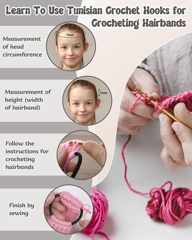 Coopay Tunisian Crochet Hooks for Crocheting Hairbands, Long Crochet Kit with Yarn Crochet Accessories Instructions, Crochet Kit Beginners for Adults/Teens Learn to Crochet Hairbands (Neutral Colors) in Saudi Arabia