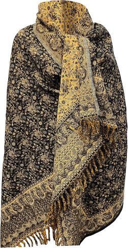 LUXURY HANDMADE OVERSIZE BLACK YELLOW COLOUR Yak Wool Shawl MEDITATION Blanket stole unisex Travel Wrap Soft gift for her in Kuwait