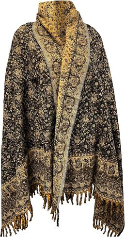 LUXURY HANDMADE OVERSIZE BLACK YELLOW COLOUR Yak Wool Shawl MEDITATION Blanket stole unisex Travel Wrap Soft gift for her in Kuwait