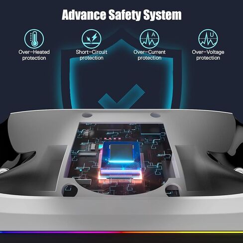 محطة شحن سريعة لمدة ساعتين لـ PSVR2، قاعدة شحن عمودية مع دعم ضوء RGB للتنفس لحامل عرض PSVR2 لـ PS VR2 مع 4 محولات مغناطيسية من النوع C لوحدة التحكم بالحواس in Kuwait