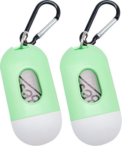 2 Pack Dog Poop Bag Holder with 1 Roll of Grey Dog Waste Bags and Leash Clip with Keychain Hands-free Dog Walking Accessories(Blue) in Saudi Arabia