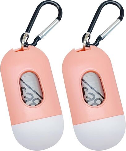 2 Pack Dog Poop Bag Holder with 1 Roll of Grey Dog Waste Bags and Leash Clip with Keychain Hands-free Dog Walking Accessories(Blue) in Saudi Arabia