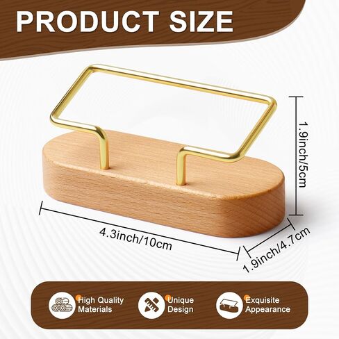 Wood Business Cards Holder for Desk Gold Name Cards Holder Metal Name Card Business Card Display Holder for Desk Office Home (Rectangle Walnut Wood) in Saudi Arabia