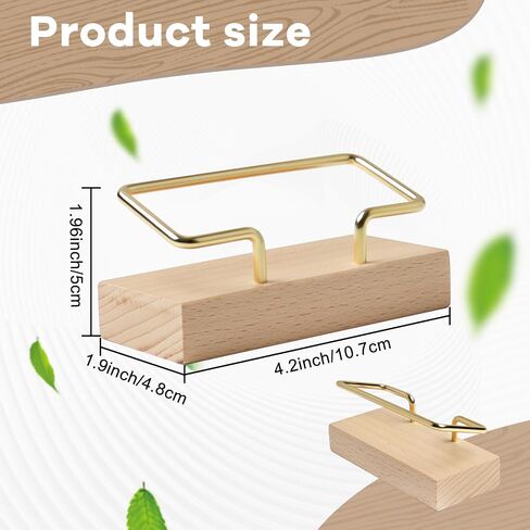 Wood Business Cards Holder for Desk Gold Name Cards Holder Metal Name Card Business Card Display Holder for Desk Office Home (Rectangle Walnut Wood) in Saudi Arabia