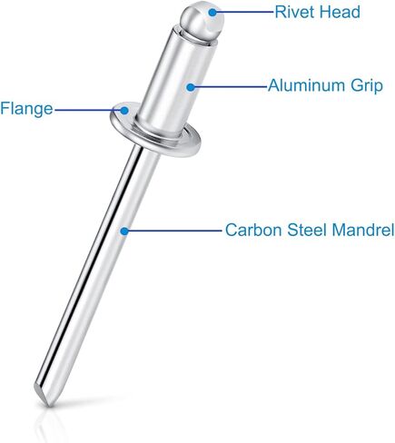 92 قطعة 6 مقاسات من المسامير العمياء، مجموعة متنوعة من المسامير البوبية بمقبض من الألومنيوم ومغزل فولاذي in Kuwait