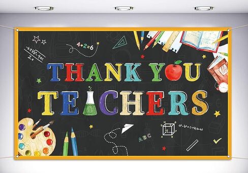 Vohado Thank You Teachers Photo Booth Backdrop Teachers' Appreciation Day Party Bulletin Board Hanging Sign Classroom Background Wall Decoration (5.9×3.6ft) in Saudi Arabia