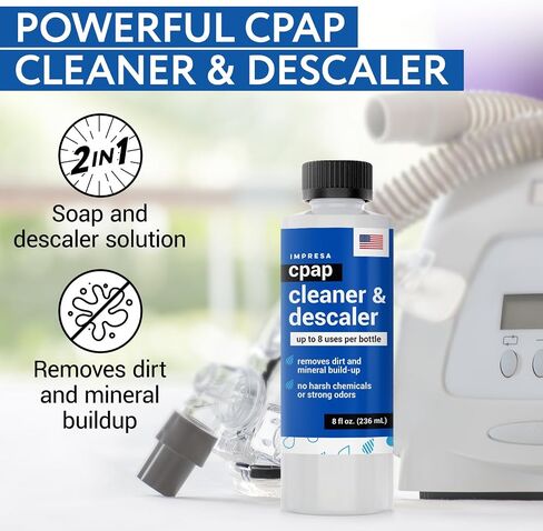 IMPRESA 16 استخدم محلول صابون وإزالة الترسبات CPAP - محلول تنظيف CPAP لجميع آلات CPAP وملحقات آلة CPAP - منظفات CPAP - مستلزمات تنظيف CPAP - منظف CPAP نقع زجاجات 2pk 8oz in Saudi Arabia