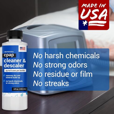 IMPRESA 16 استخدم محلول صابون وإزالة الترسبات CPAP - محلول تنظيف CPAP لجميع آلات CPAP وملحقات آلة CPAP - منظفات CPAP - مستلزمات تنظيف CPAP - منظف CPAP نقع زجاجات 2pk 8oz in Saudi Arabia