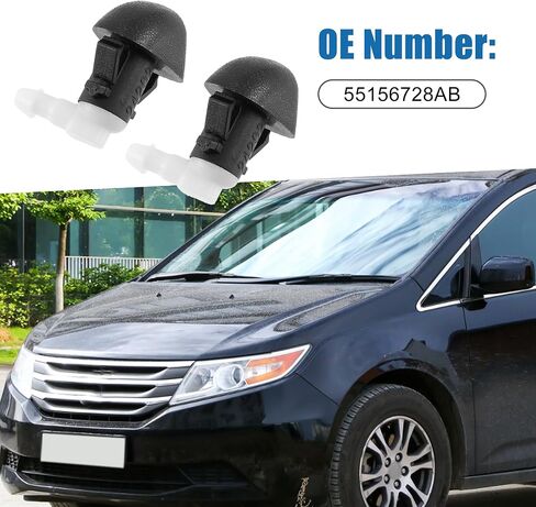 Windshield Washer Nozzle Kit Wiper Wash Spray Jet 76810-SZA-A01ZA for Honda Odyssey 2011-2013 Plastic (Set of 2) in Saudi Arabia