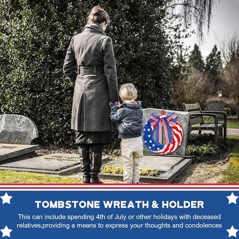 Crowye 4 Pcs 17.72 Inch Independence Day Headstone Wreath Set Includes 2 Pcs 17.72" July 4th Wreath Patriotic Cemetery Wreath 2 Pcs 8" Easel Stand Tombstone Wreath Holder Memorial Day Grave Wreath in Saudi Arabia